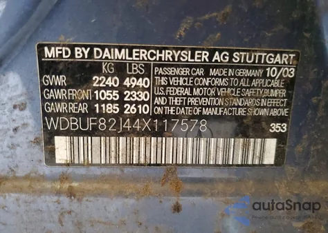 2004 Mercedes-Benz E 320 4Matic from USA, damaged, VIN WDBUF82J44X117578